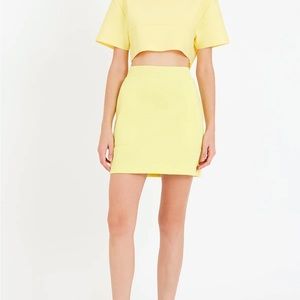Herve Leger Yellow Terry Mini Skirt